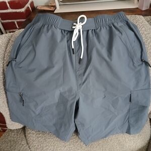 Gray Cargo Shorts with Drawstring